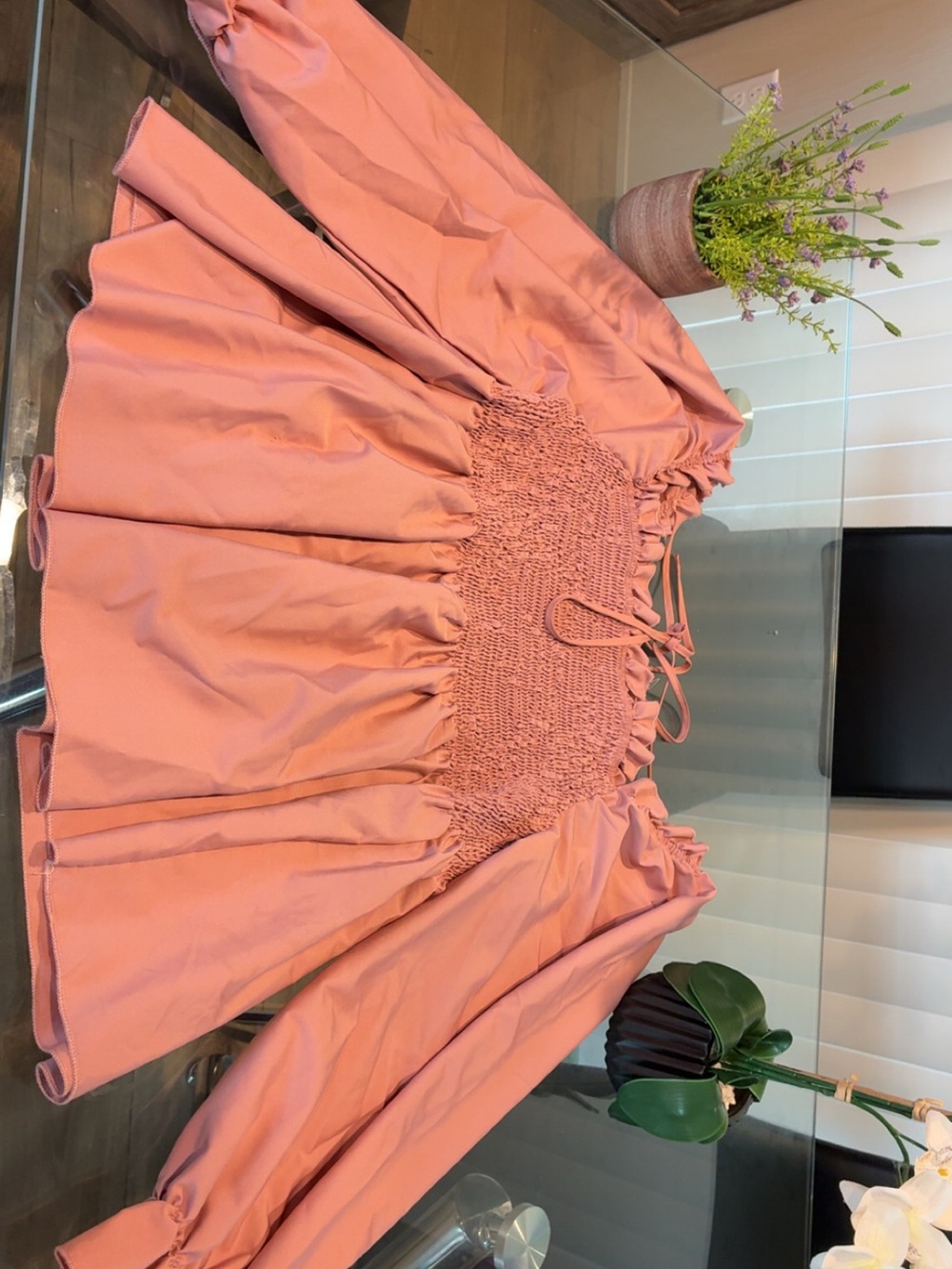 SHEIN Dusty Rose Smocked Waist Tiered Skirt